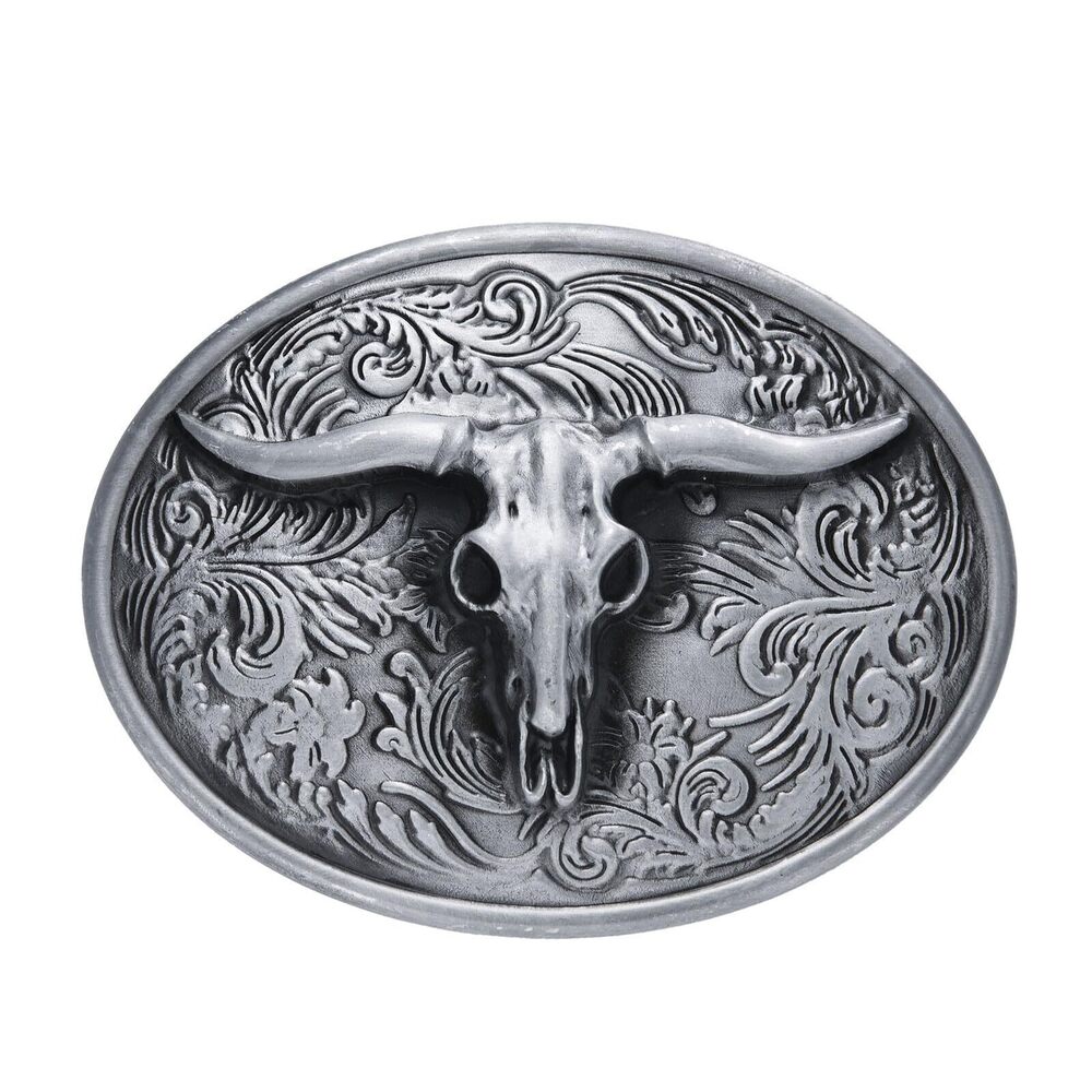 8134 Bull Belt Buckle Womem, Western Oval Cowboy Cowgirl Vintage Christmas